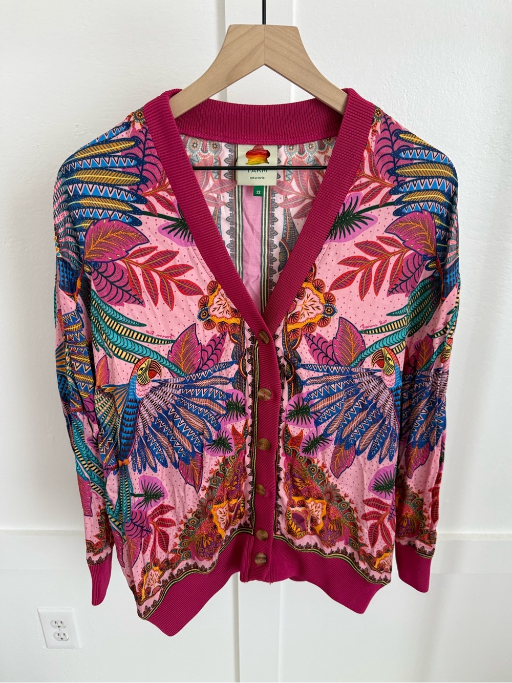 Farm Rio Macaw Scarf Pink Cardigan